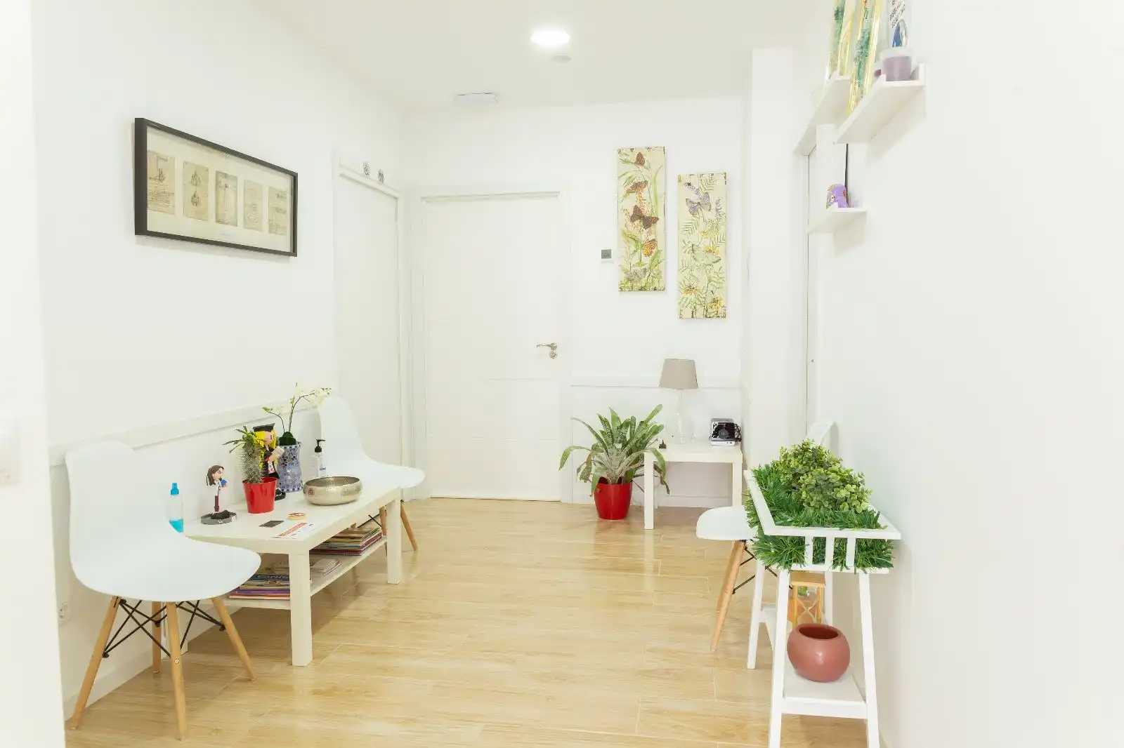 Sala de espera acogedora y luminosa del Centro Cano en El Molar, diseñada para brindar tranquilidad y confort a nuestros pacientes